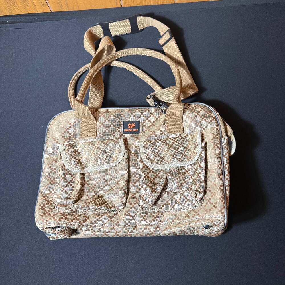 DoDo Pet Tan Geometric Pattern Pet Carrier Tote Bag